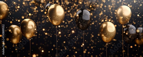  Golden Balloons Sparkle in Dark Elegance