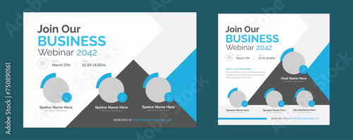 live webinar banner invitation and Marketing Strategies social media post template. corporate Business webinar invitation design eps 10 photo