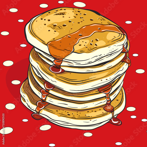 pancakes, comic style, seamless pattern