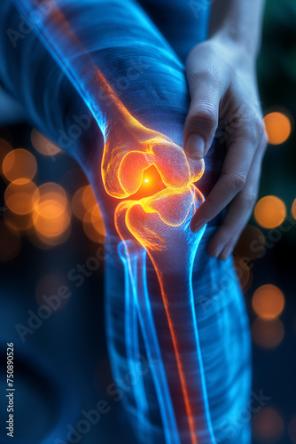 Healthcare insight: Close-up on knee pain with visual emphasis on affected area. Perfect for articles on physical therapy, sports medicine, and pain relief methods