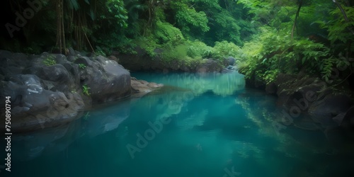 Tranquil pools of cerulean and azure spreading softly, imbuing the scene with a sense of calm and serenity.