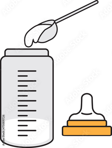 Baby Milk Bottle Opened pouring milk powders.