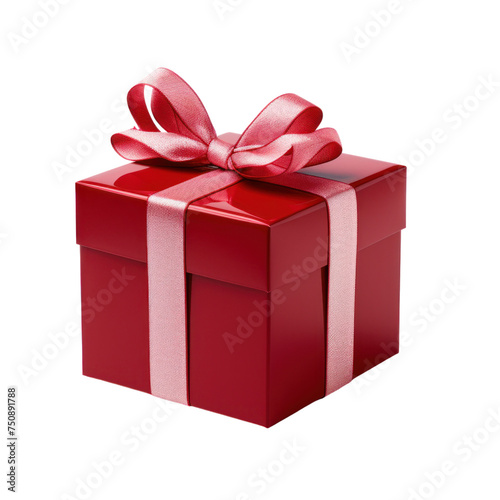 red gift box isolated on transparent background