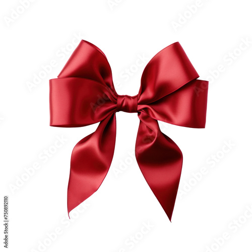 red ribbon bow isolated on transparent background