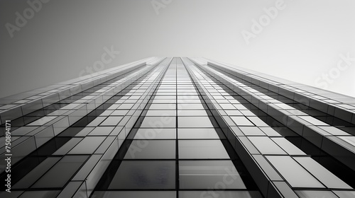 Upward View of Modern Skyscraper in Monochrome - Generative AI
