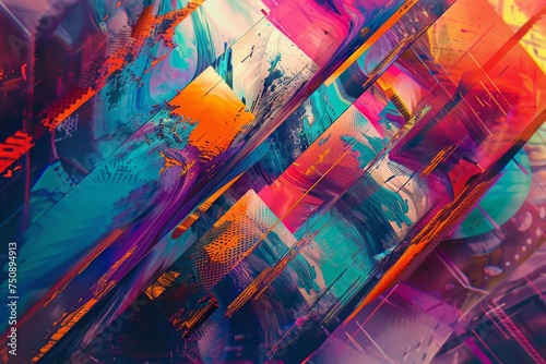 Abstract Digital Disruption with Vibrant Glitch Patterns