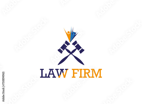 Law office logos set with scales of justice, gavel etc illustrations. Vector