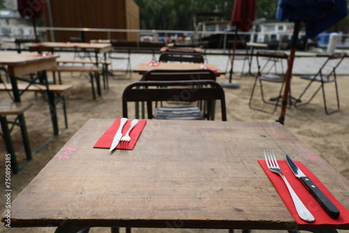 Wallpaper Mural restaurant table and terrace on the Ourcq canal in Paris 19th arrondissement Torontodigital.ca