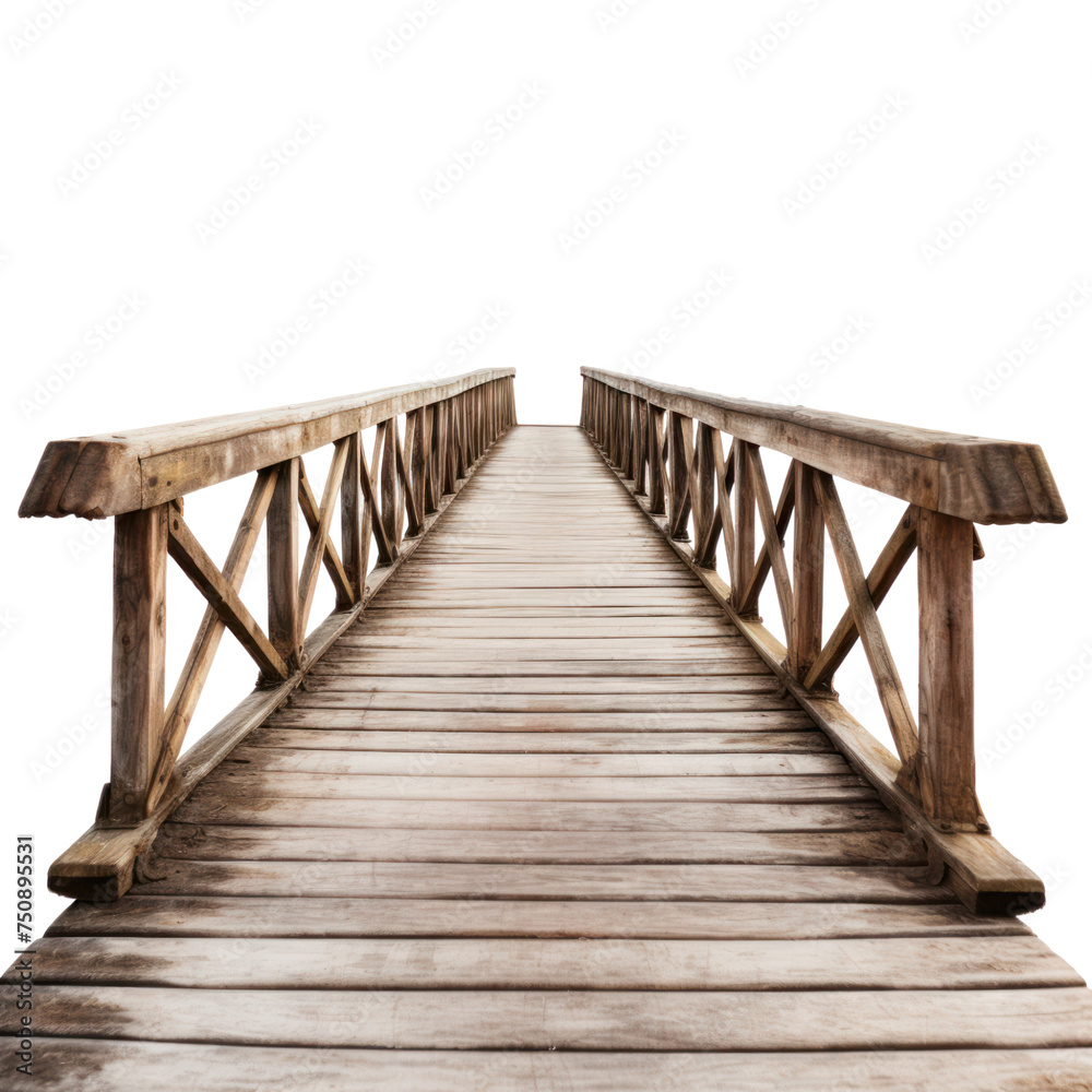 Wooden bridge isolated on transparent background