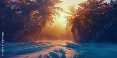 Ephemeral dance of light and shadow amongst indoor palms, soothing and artistic