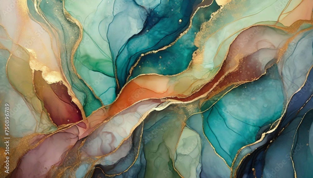 Background with fluid art painting in alcohol ink technique, for invitations, posters, flyer., wall decor. - obrazy, fototapety, plakaty 