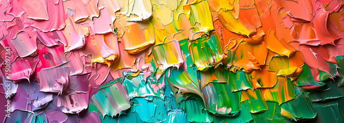 Traces de peintures colorées, bandeau arc-en-ciel effet "texturé"