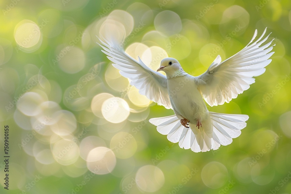 Fototapeta premium Ethereal Capture of a Dove in Mid-Flight