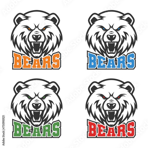 Bears Illustration Clip Art Design Shape. Mascot Silhouette Icon Vector.