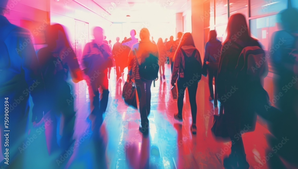 a blurry image of students walking on the hallway Generative AI a blurry image of students walking on the hallway Generative AI