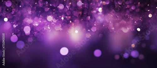 A blurry depiction of purple lights shining in the darkness, creating a vibrant and mysterious atmosphere. The lights appear as scattered dots of purple bokeh, adding a touch of whimsy to the scene.