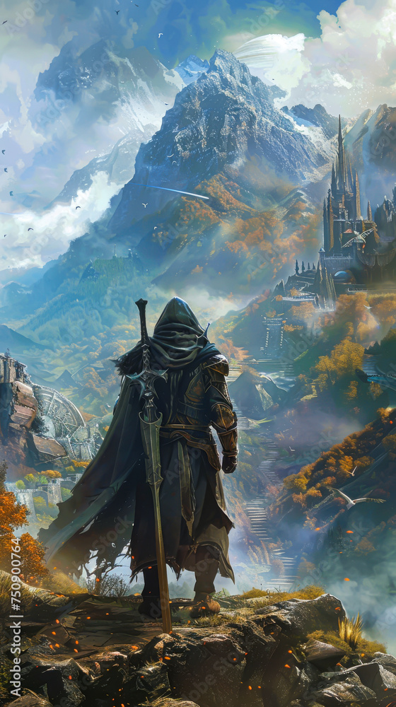an arcane quest with a mobile display featuring a fantasy RPG vista, immersing you in the magical allure of video game worlds, mobile phone wallpaper an arcane quest with a mobile display featuring a fantasy RPG vista, immersing you in the magical allure of video game worlds, mobile phone wallpaper