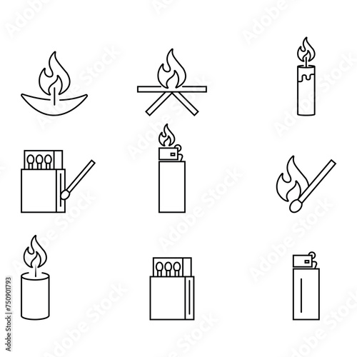 Simple lighter line icons set.  lighter   icon vector illustration for web site or mobile app.