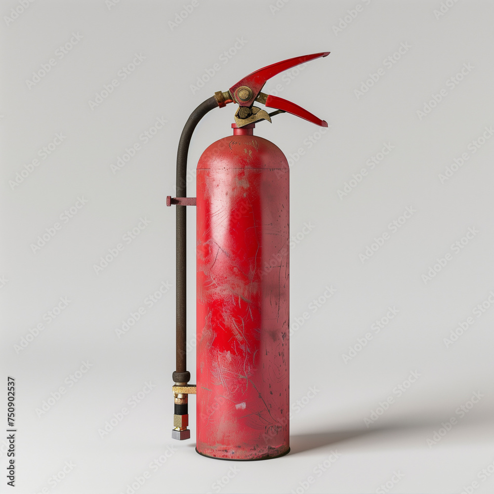 a red fire extinguisher is sitting on a white background