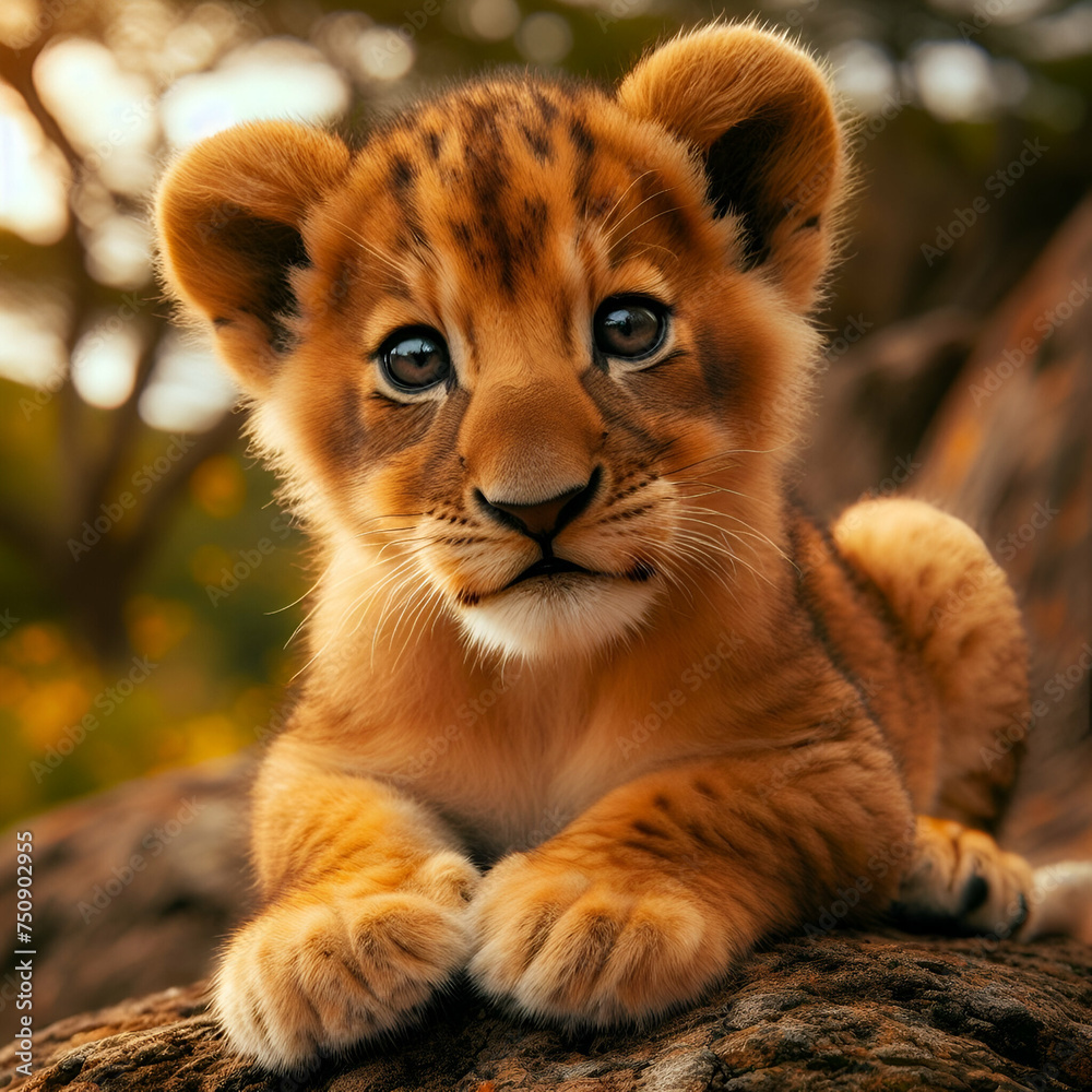 Obraz premium baby lion portrait