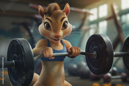 Squirrel workout in gym photo