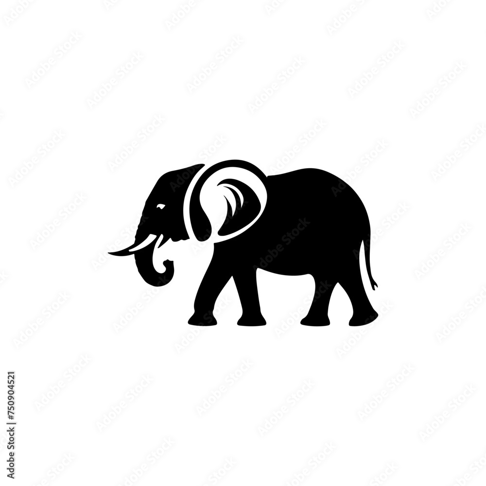 Obraz premium vintage tattoo style Black and white elephant logo. elephant silhouette 