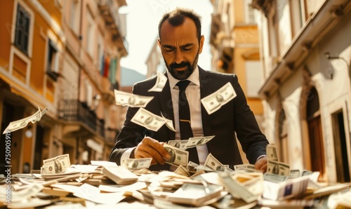 A man is counting money