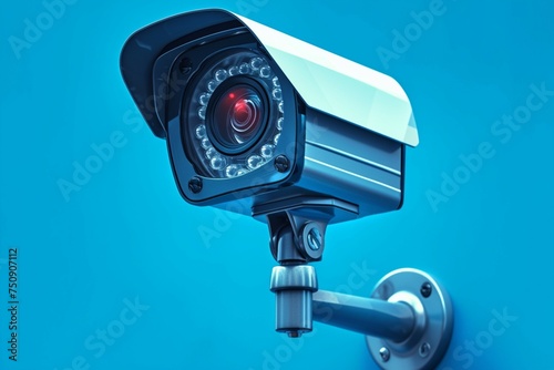 Security focus Protective watch, surveillance camera in sharp focus