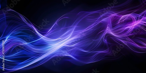 Neon wave shining purple particles and abstract light background texture