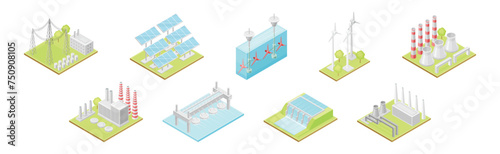 Ecology and Green Renewable Resources Production Isometric Vector Set