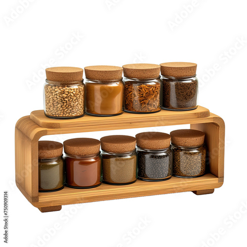 Modern Wooden Spice Rack isolated on white or transparent background