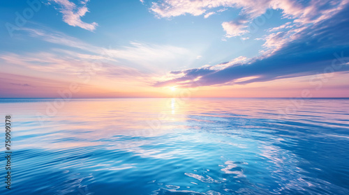 Blue sea in sunset