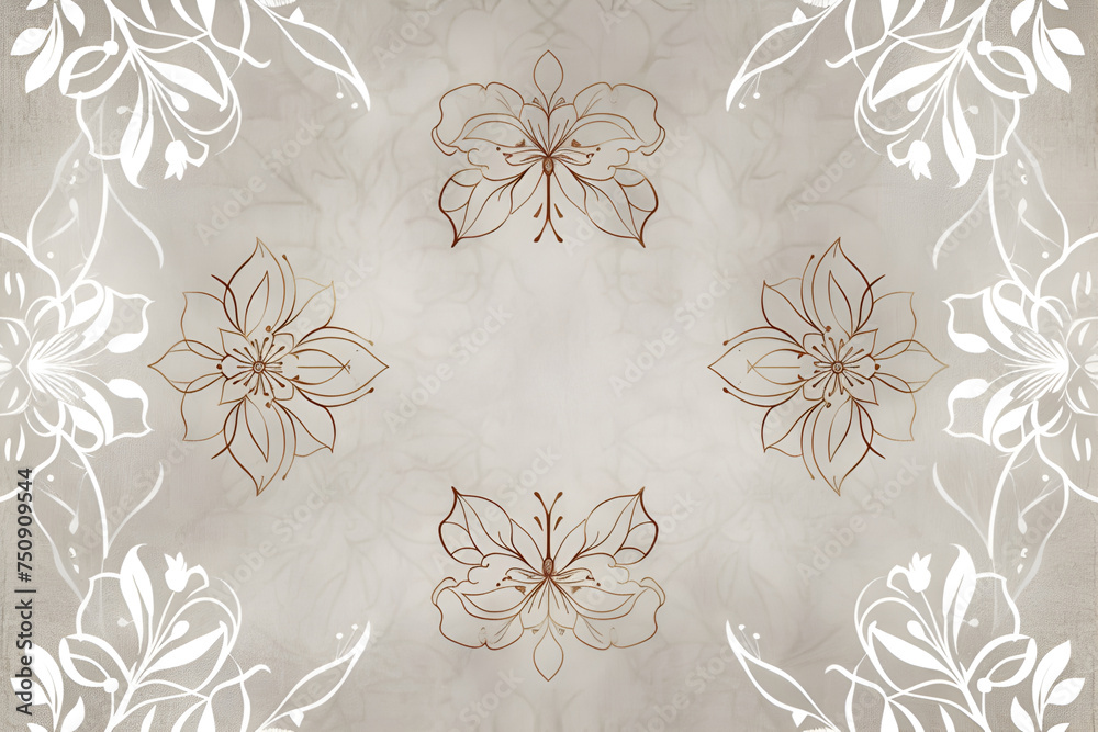 a minimalist floral pattern with delicate outlines of blossoms and leaves arranged in a symmetrical composition a minimalist floral pattern with delicate outlines of blossoms and leaves arranged in a symmetrical composition