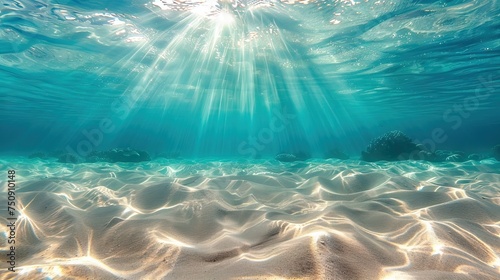 Bright beams of sunlight refracting through the surface of the atlantic ocean. AI generated illustration