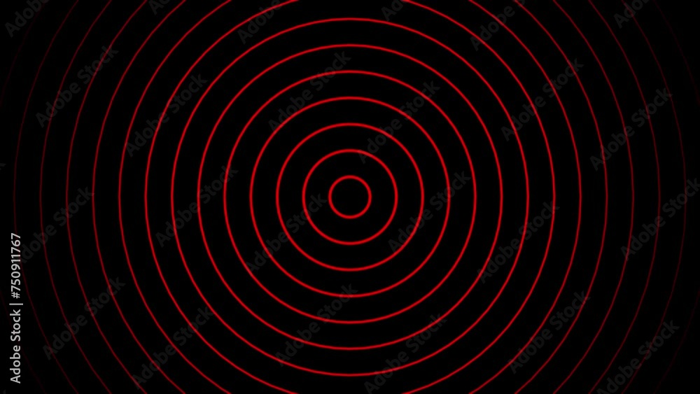 Animated radio wave red color in black background Animated radio wave red color in black background