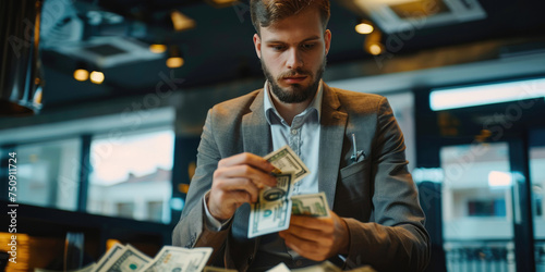 A man is counting money