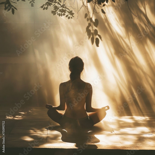 Capture tranquility with this serene yoga pose  bathed in sunbeams