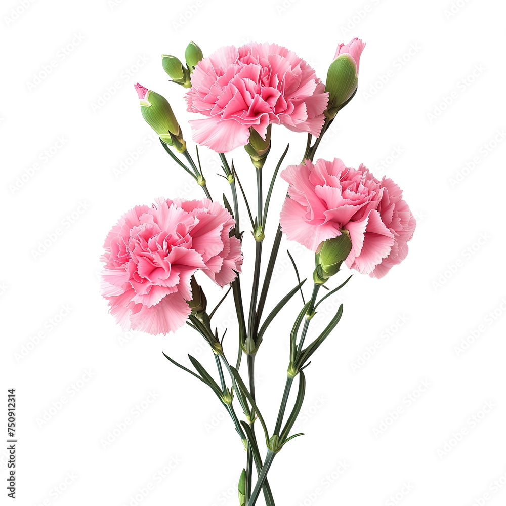 Pink Carnation flowers isolated on white or transparent background Pink Carnation flowers isolated on white or transparent background