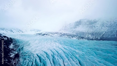 Solheimajokull is an outlet glacier of the mighty icecap of Myrdalsjokull on the South Coast of Iceland. It is the fourth-largest ice cap in Iceland. photo