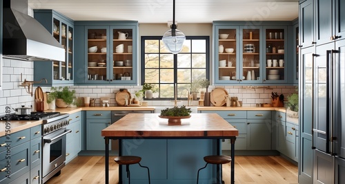 Modern kitchen interior, cozy and simple kitchen design © inspiretta