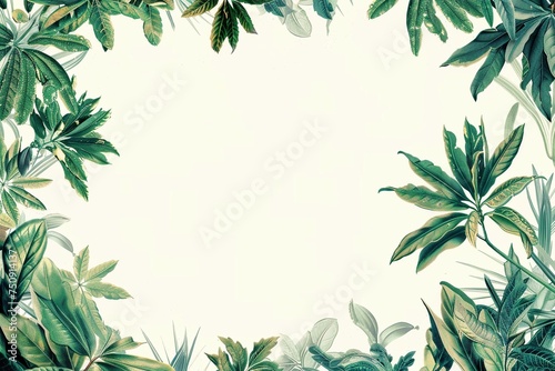 Wallpaper Mural Capture the essence of the 1930s with this white background adorned by a botanical border, accented by small vinyl record illustrations framing the edges, perfect for vintage-themed projects Torontodigital.ca