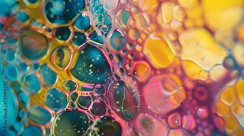 A macro photo of a microscope slide showing the intricate molecular structures of different dyes and pigments demonstrating the extensive research and development that goes photo