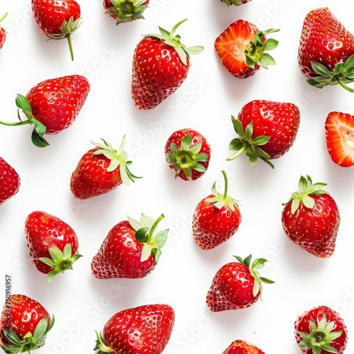 strawberries on white background.