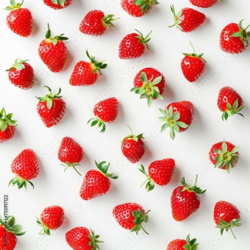 strawberries on white background.