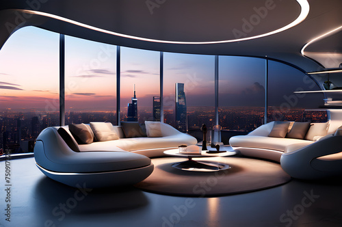 futuristic living room showcasing minimalism incorporating luxury modern furniture with led ambiente
