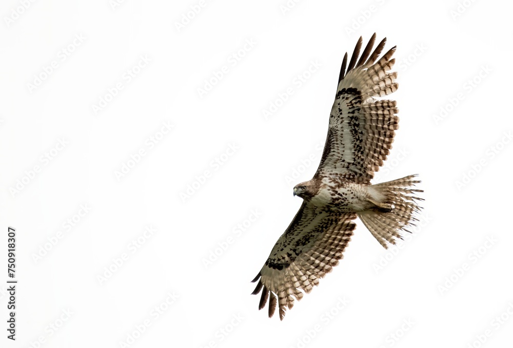 Magnificent red tail hawk in up close flight against a clear sky Magnificent red tail hawk in up close flight against a clear sky