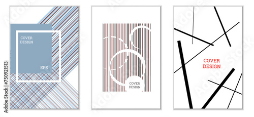 Geometric cover design, set of 3 covers. Abstract unusual background in Memphis style. Bright geometric shapes in random order