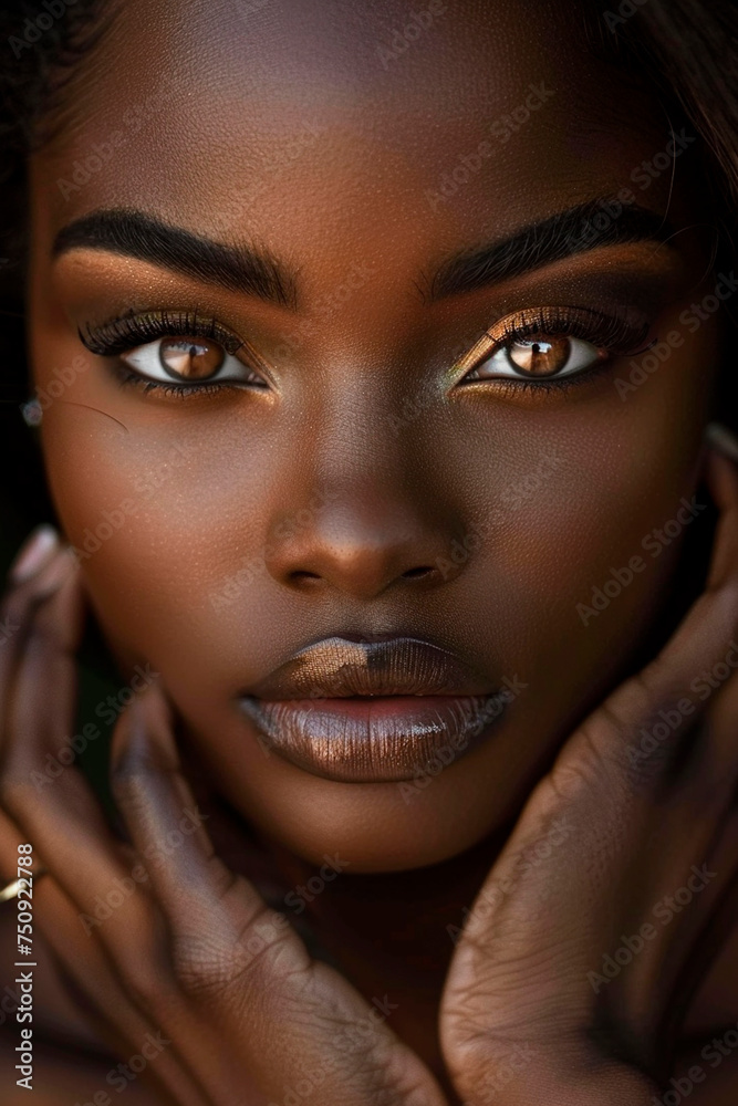 Portrait of a black African woman. Selective focus.