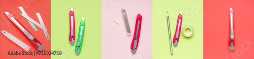 Collage of utility knife on...