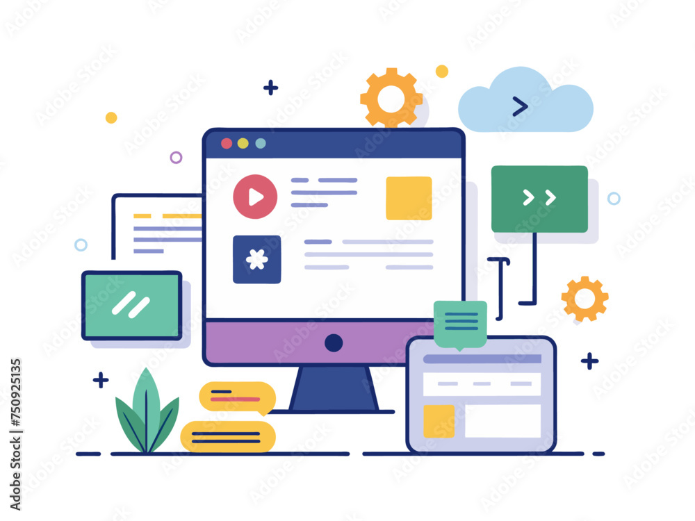 User interface elements, UI and UX theme. Vector flat illustration. User interface elements, UI and UX theme. Vector flat illustration.